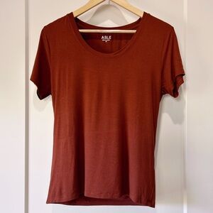 ABLE Mae Drapey Tee in cherry mahogany size XS